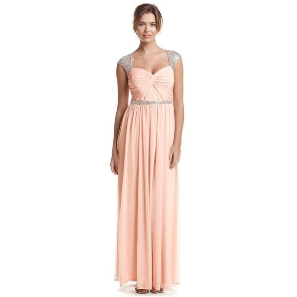 New! ADRIANNA PAPELL Women's Sequin Rhinestone Gown Dress Size 4 Color Blush - Picture 1 of 6